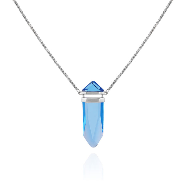 imagine vince camuto Silvertone Blue Crystal-Shape Stone Pendant Long Necklace Silver Tone