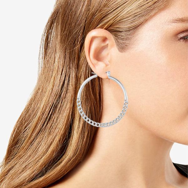 Imagine Vince Camuto Silvertone Chain Link Hoop Earrings Silver Tone