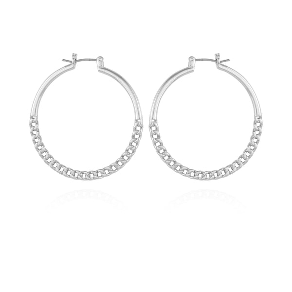 imagine vince camuto Silvertone Chain Link Hoop Earrings Silver Tone imagine vince camuto Silvertone Chain Link Hoop Earrings Silver Tone