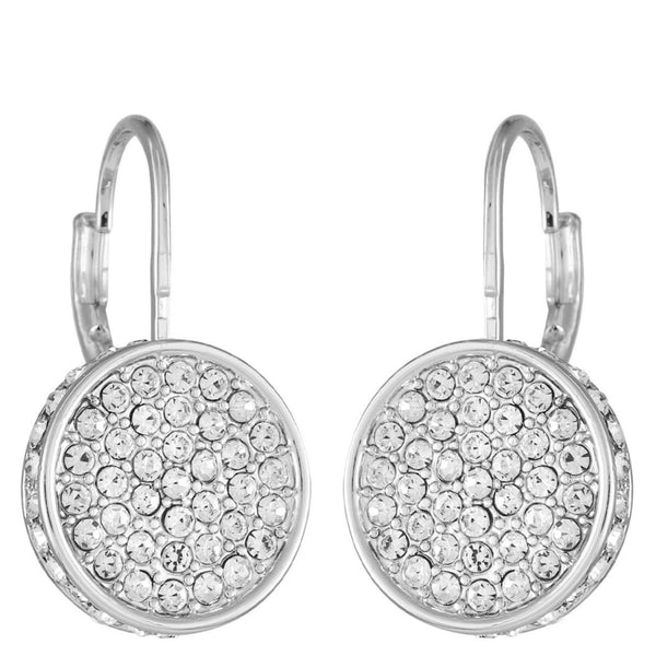 Imagine Vince Camuto Silvertone Glass Stone Coin Leverback Earrings Silver Tone