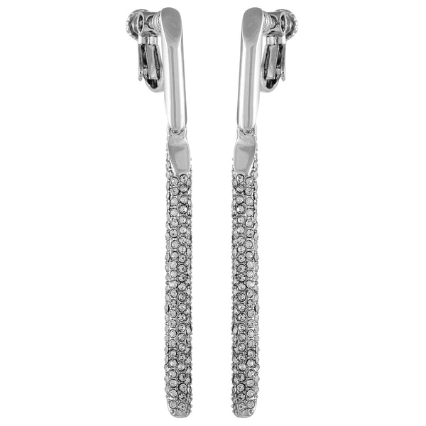 Imagine Vince Camuto Silvertone Glass Stone Linear Drop Clip On Earrings Silver Tone