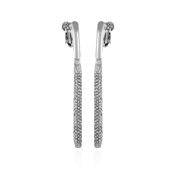 imagine vince camuto Silvertone Glass Stone Linear Drop Clip On Earrings Silver Tone