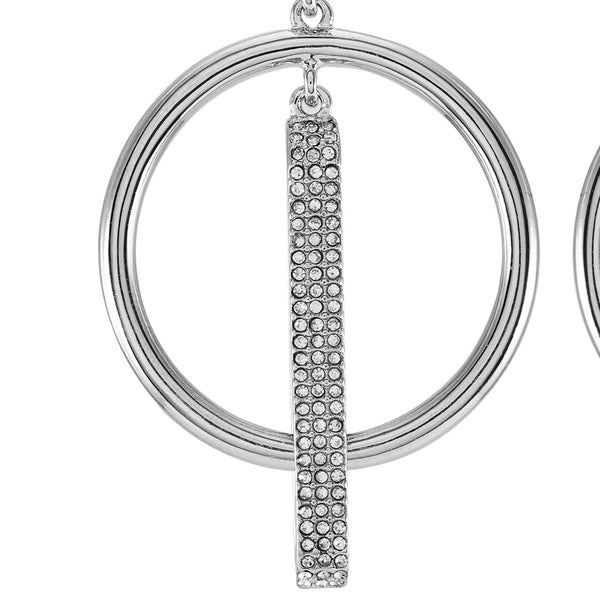 Imagine Vince Camuto Silvertone Hoop Drop Clip On Earrings Silver Tone