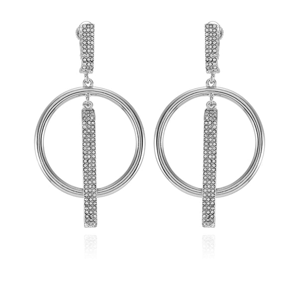 imagine vince camuto Silvertone Hoop Drop Clip On Earrings Silver Tone