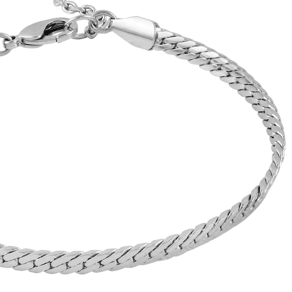 Imagine Vince Camuto Silvertone Snake Chain Line Bracelet Silver Tone