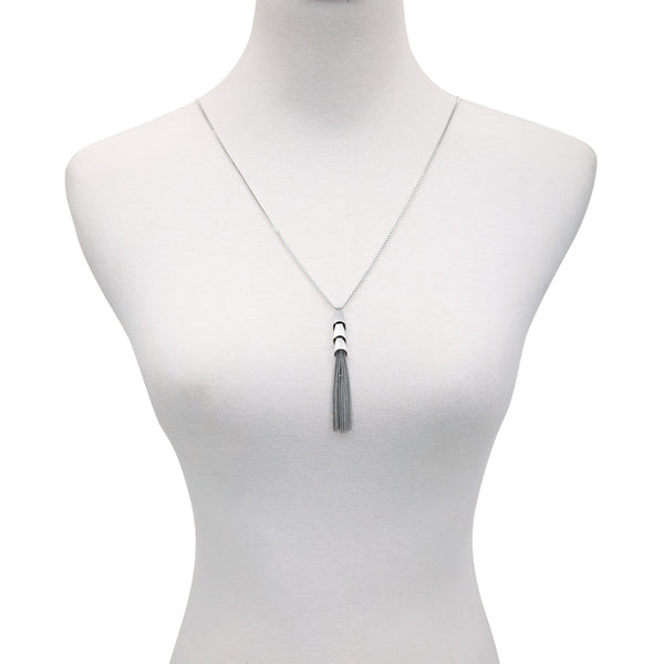 Imagine Vince Camuto Silvertone Tassel Pendant Necklace Silver Tone