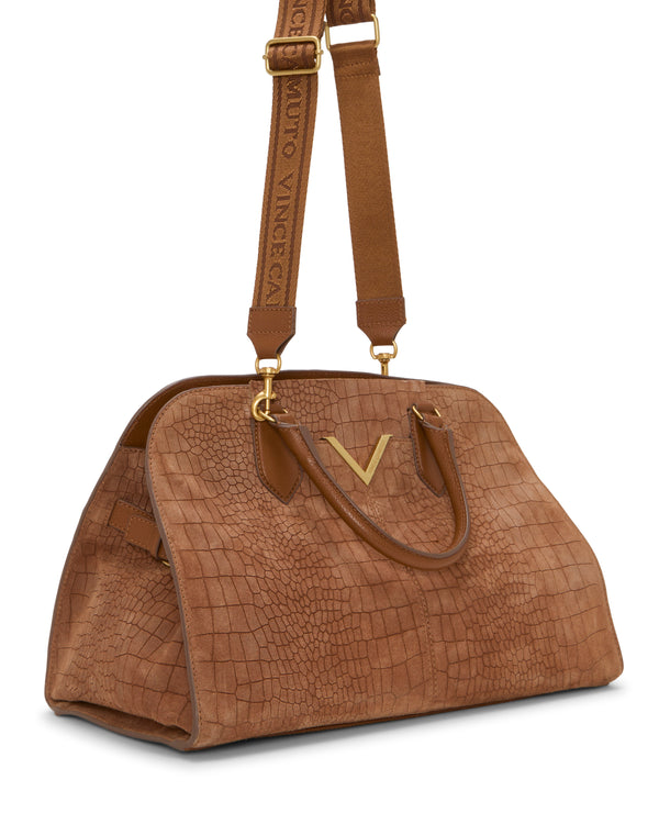 Imagine Vince Camuto Tasha Satchel Bag Cognac Croco