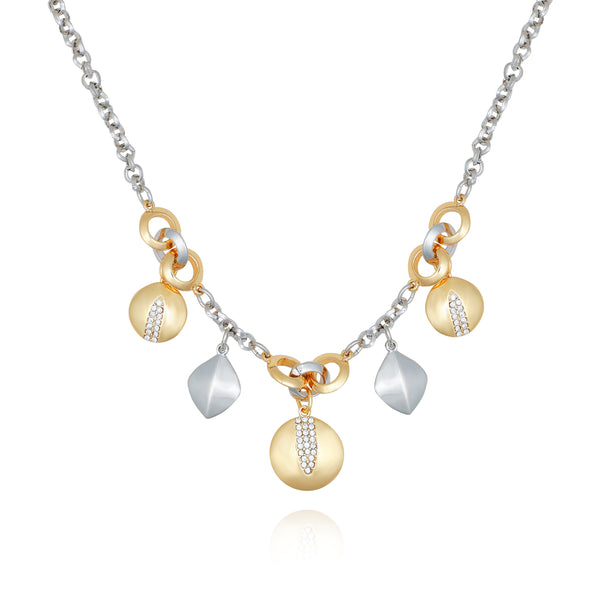 imagine vince camuto Two Tone Gilded Leaf Charm Short Statement Necklace Two Tone