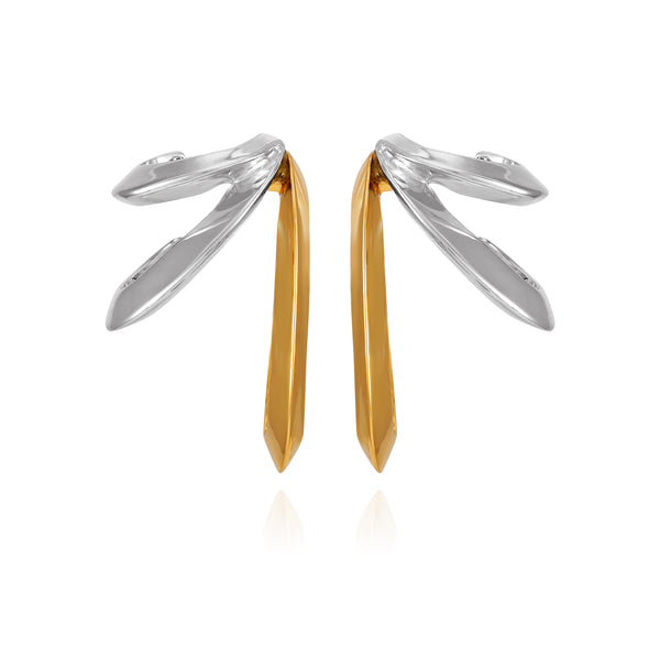 Imagine Vince Camuto Two Tone Gilded Leaf Hoop Earrings Two Tone