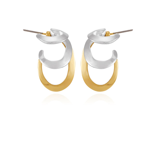 imagine vince camuto Two Tone Gilded Leaf Hoop Earrings Two Tone