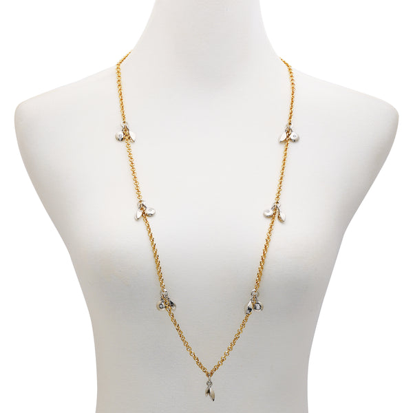 Imagine Vince Camuto Two Tone Gilded Leaf Long Necklace Two Tone