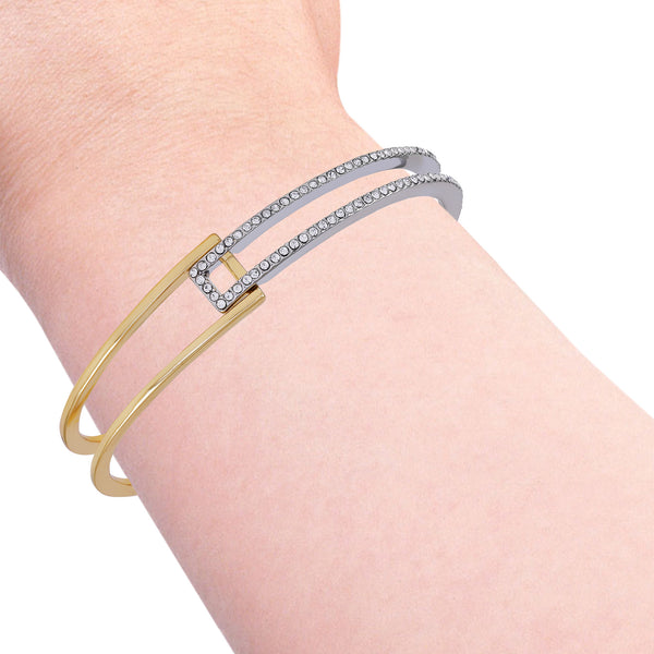 Imagine Vince Camuto Two Tone Glass Stone Cuff Bracelet Two Tone