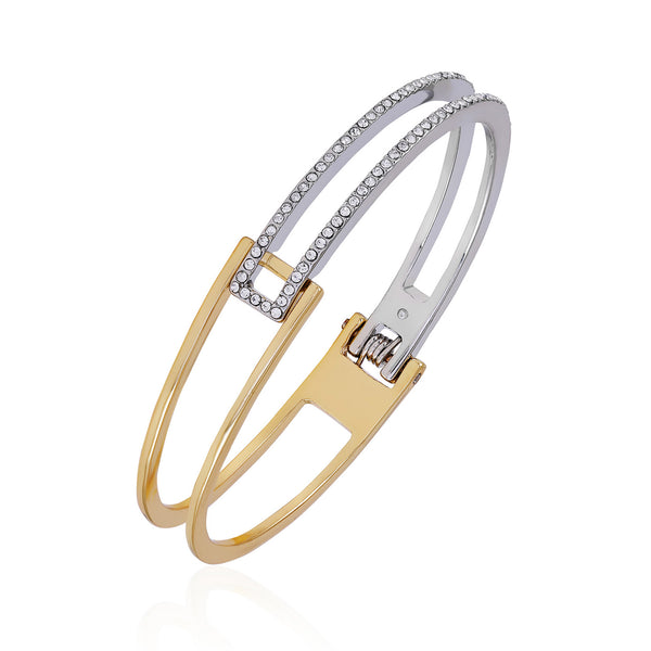 Imagine Vince Camuto Two Tone Glass Stone Cuff Bracelet Two Tone