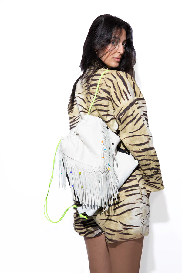 Imemoi Backpack White Fringes