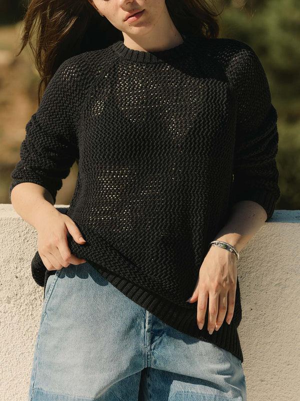 Imogene Willie Cascabel Open Weave Sweater In Black