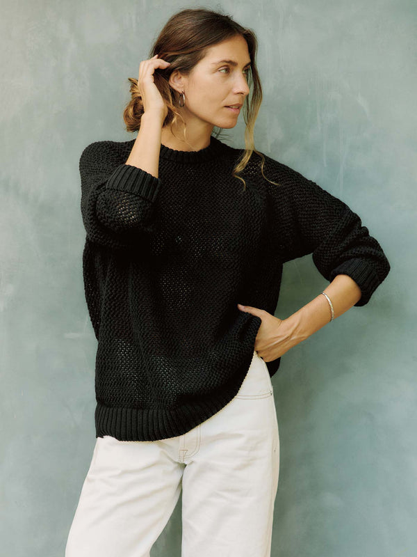 Imogene Willie Cascabel Open Weave Sweater In Black