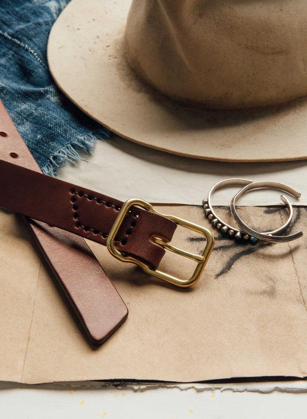 Imogene Willie Emil Erwin Narrow Signature Belt In Walnut