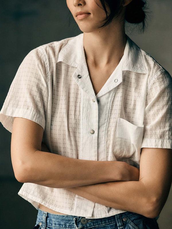 imogene willie i+w x richter goods white dobby pearl snap