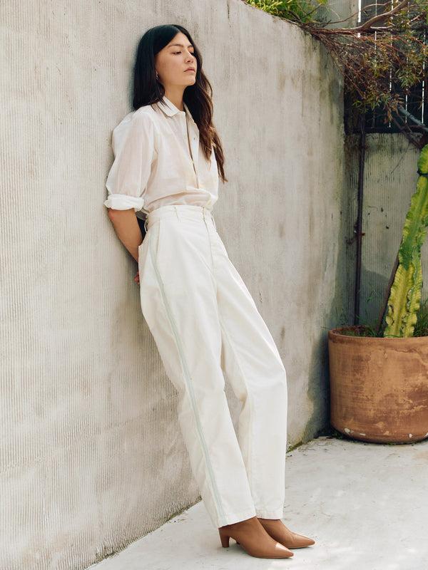 imogene willie baker striped trouser in white