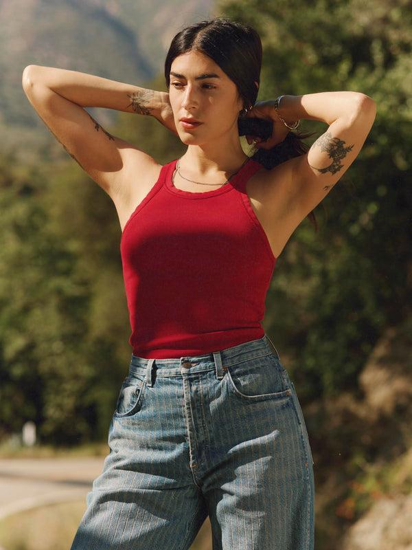 Imogene Willie Cardinal Ribbed Racerback Tank