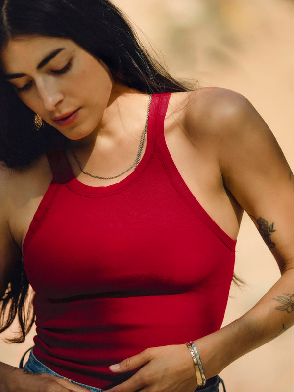 imogene willie cardinal ribbed racerback tank