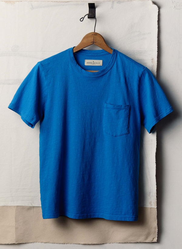imogene willie cerulean knit pocket tee