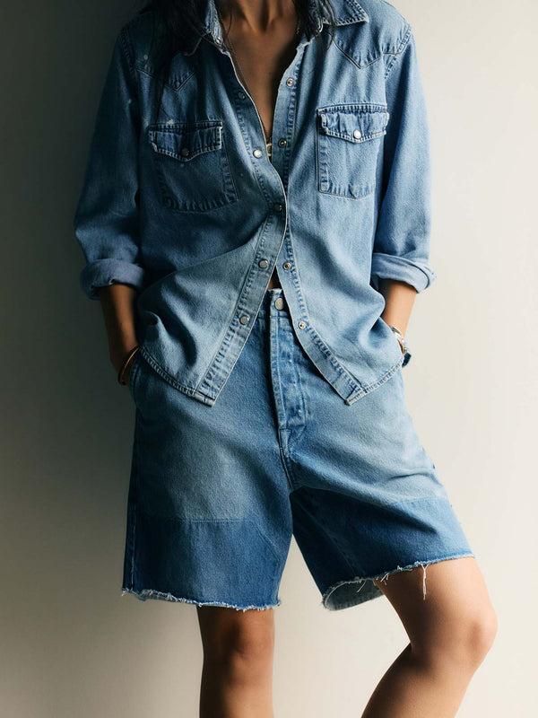 Imogene Willie Clarke Washed Denim Cutoff Short