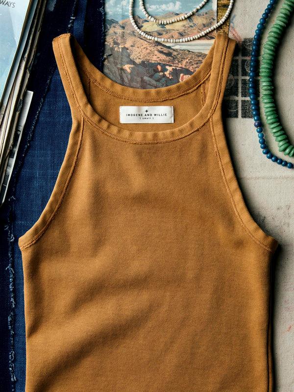 Imogene Willie Field Brown Ribbed Racerback Tank