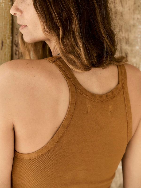 Imogene Willie Field Brown Ribbed Racerback Tank