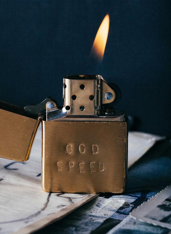 imogene willie hand stamped “godspeed” zippo