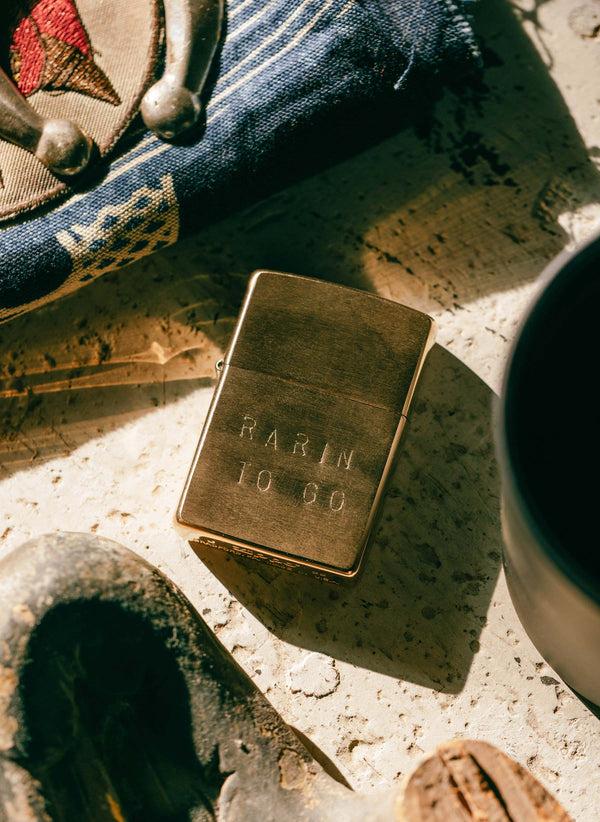imogene willie hand stamped "rarin' to go" zippo