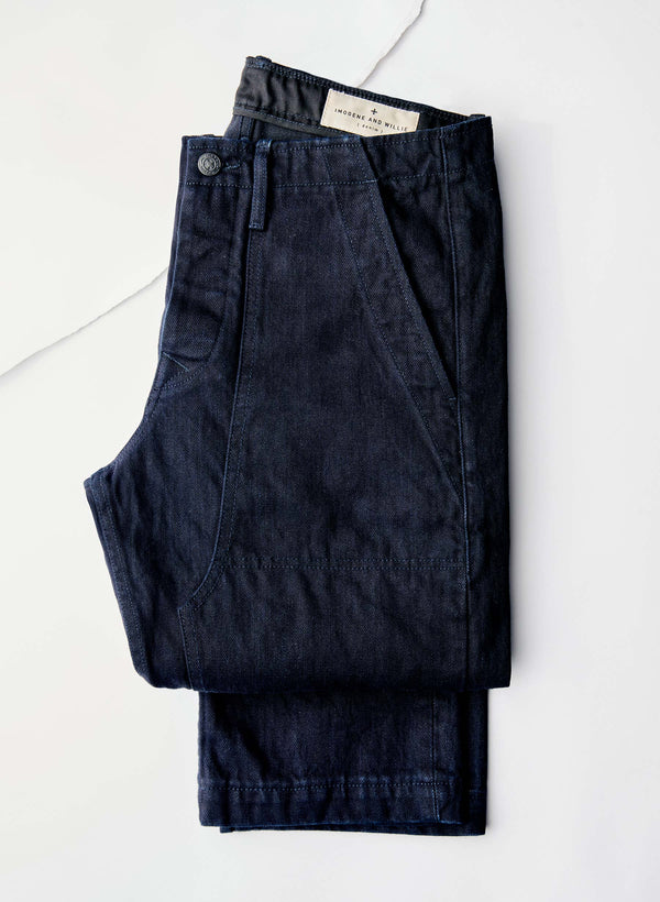 Imogene Willie Hencye Workpant In Black Indigo
