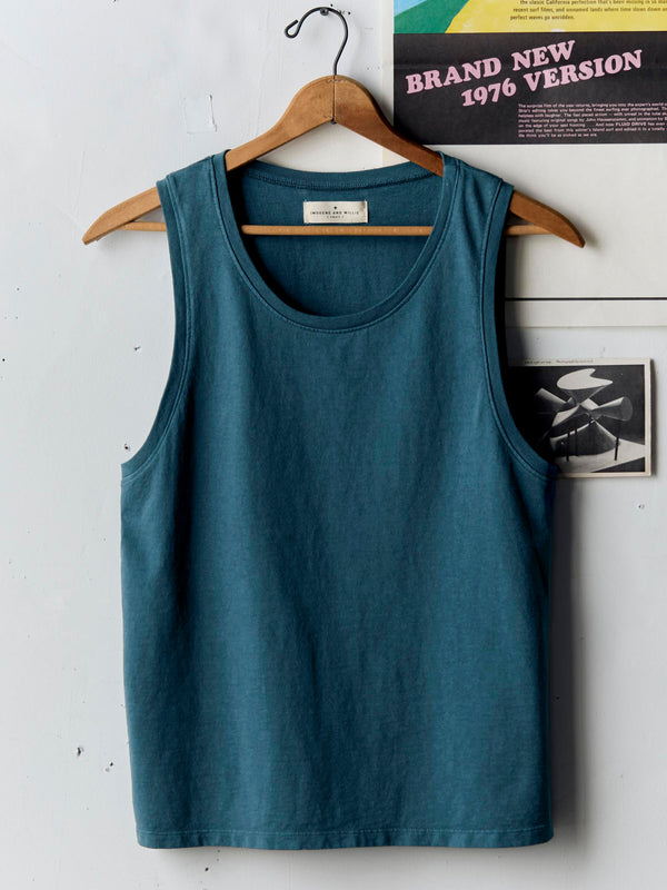 imogene willie midweight box tank in teal
