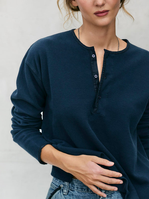 Imogene Willie Midweight Vintage Henley In Navy