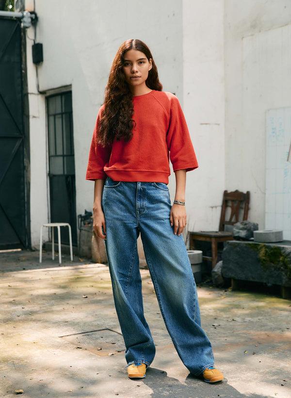 Imogene Willie The Cut Sleeve Sweatshirt In Poppy