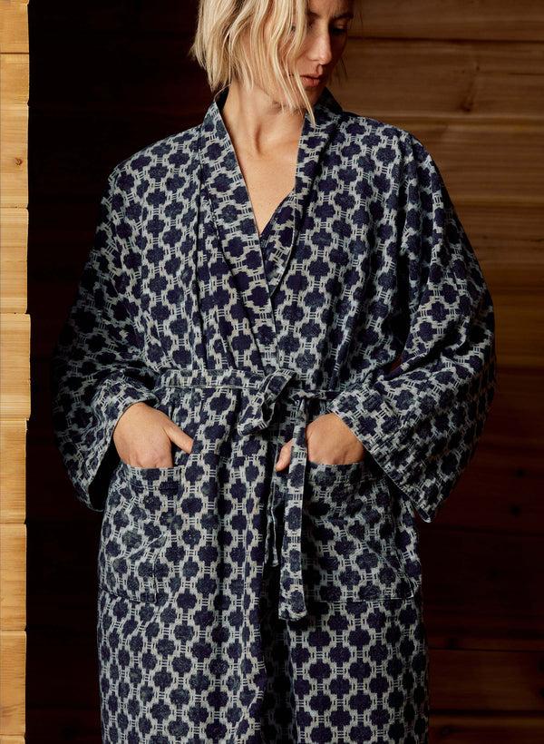 imogene willie the ojai robe in indigo kiji