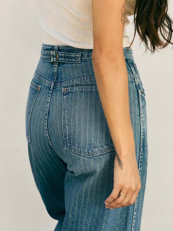 Imogene Willie The Buckleback Jean In Washed Indigo Stripe