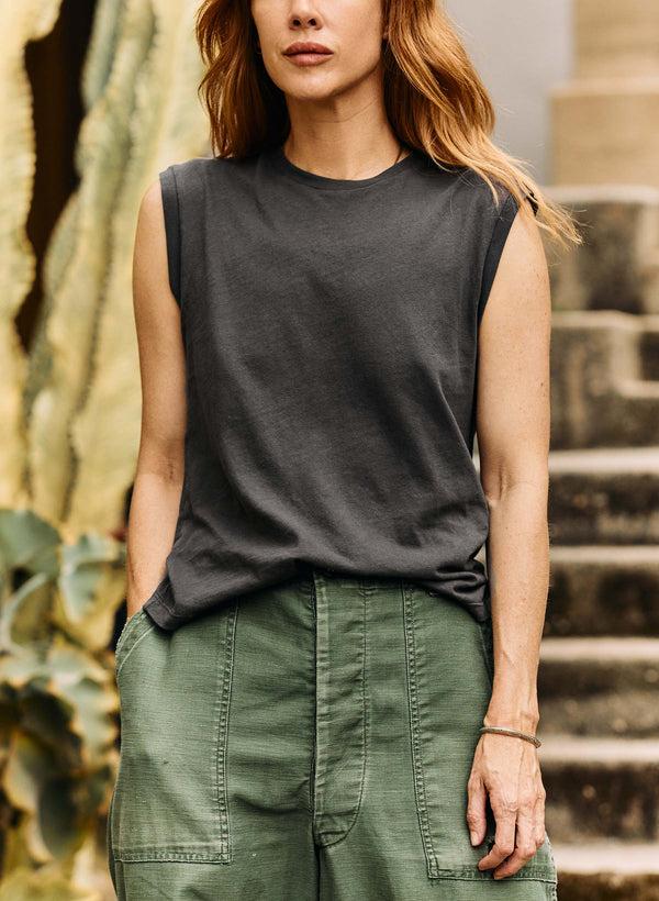 imogene willie the cotton muscle tee in faded black