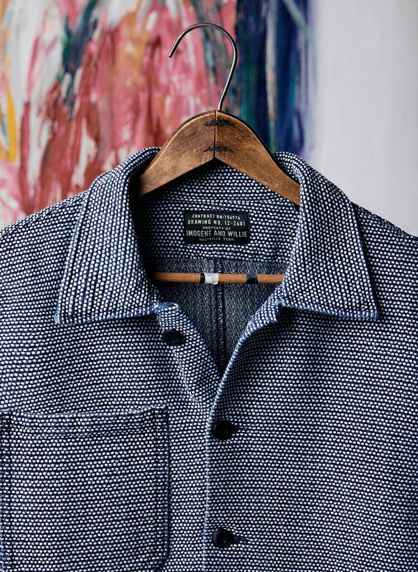 Imogene Willie The Painters Coat In Indigo Cream Sashiko
