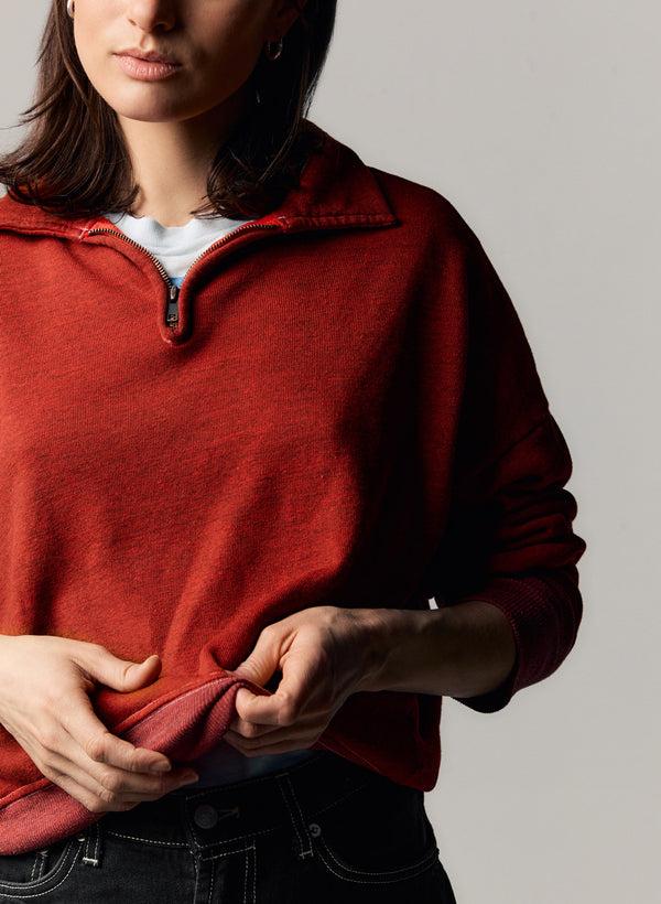 Imogene Willie The Quarter Zip Heather Red Pullover
