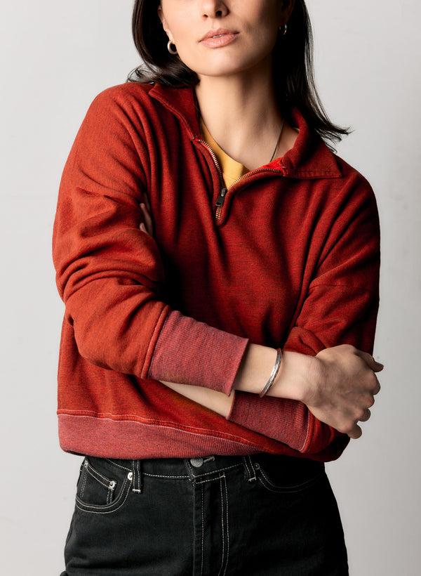 imogene willie the quarter zip heather red pullover