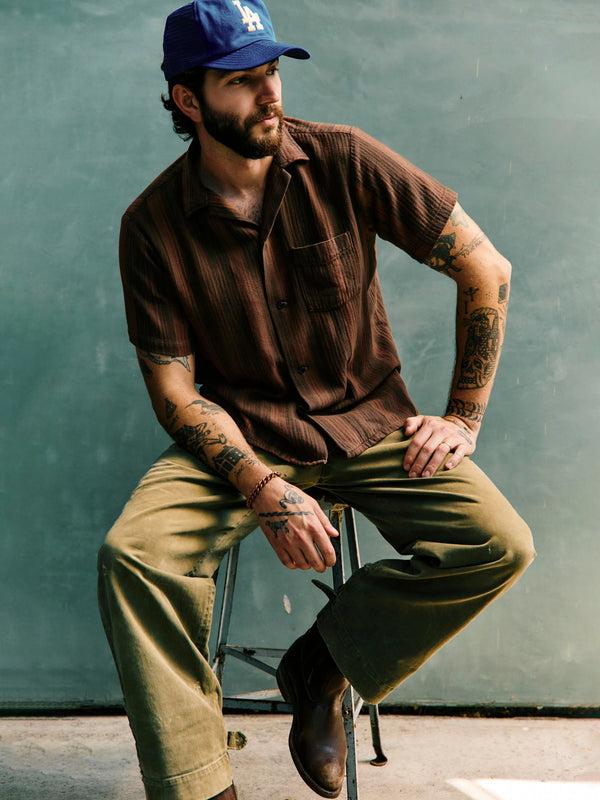 Imogene Willie The Serra Camp Shirt In Overdyed Clay