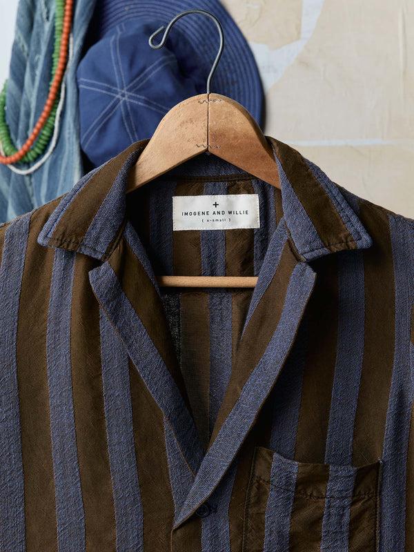 Imogene Willie The Sunfair Shirt In Indigo Jacquard Stripe