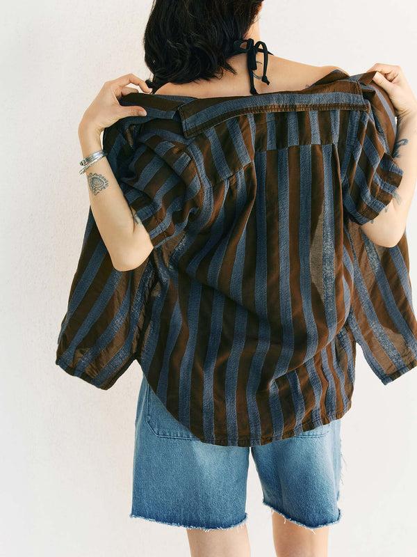 Imogene Willie The Sunfair Shirt In Indigo Jacquard Stripe