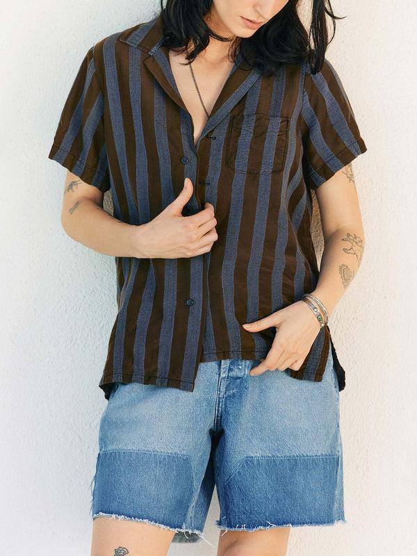 imogene willie the sunfair shirt in indigo jacquard stripe