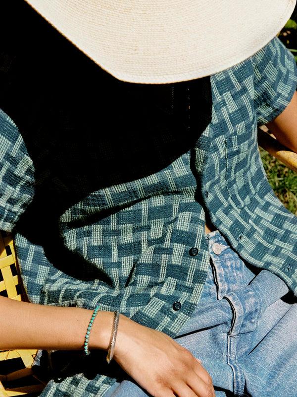 Imogene Willie The Sunfair Shirt In Open Knit Indigo