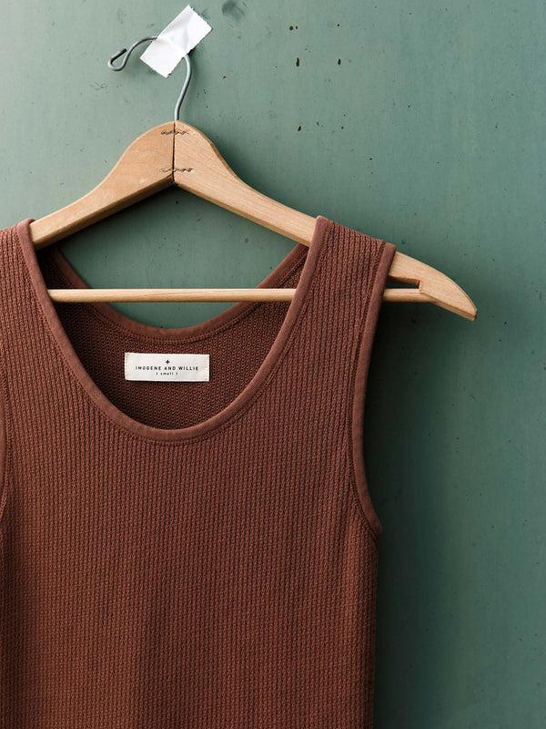 Imogene Willie The Vintage Tank In Open Knit Chestnut