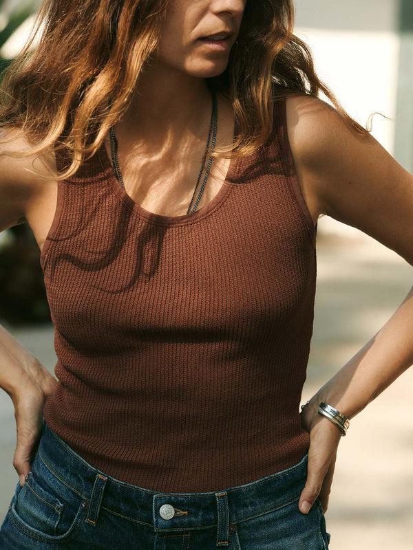 imogene willie the vintage tank in open knit chestnut