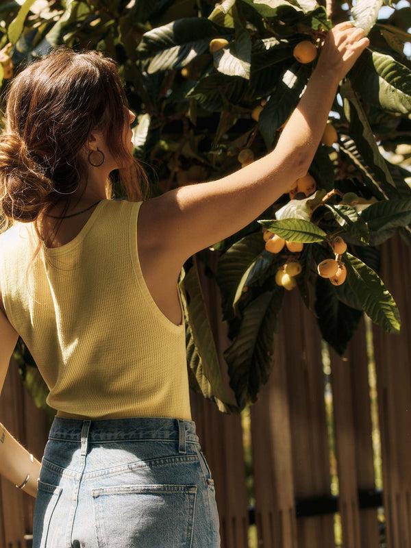 Imogene Willie The Vintage Tank In Open Knit Yellow