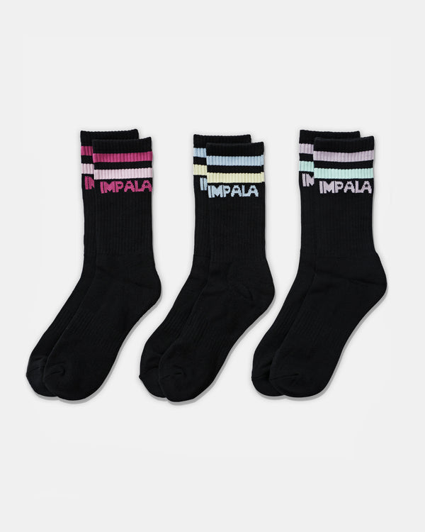 impala skate Impala Stripe Sock 3 Pack Black